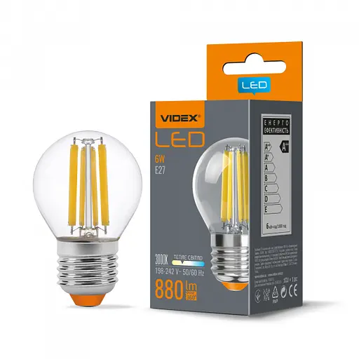 LED лампа VIDEX Filament G45F 6W E27 3000K - фото 1