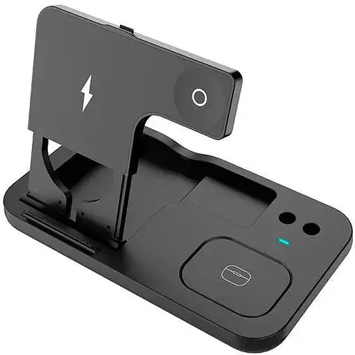 Зарядка Qi 4in1 Wireless Charger JYD-WC132 5-15W Watch/AirPods/Pencil/Phone чорна - фото 1