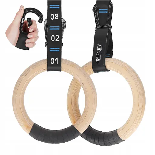 Гимнастические кольца 4FIZJO деревянные, регулируемые Black/Blue (P-5905973402743) - фото 1