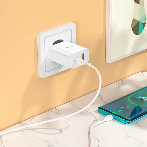 Блок зарядное устройство Hoco C97A на 2 порта 1 USB + 1Type-C 20 W с кабелем Type-C to Type-C - фото 5
