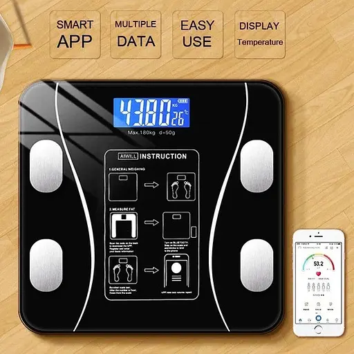 Смарт-весы напольные фитнес-весы Smart Scale 25x25 см Черный 180 кг - фото 2