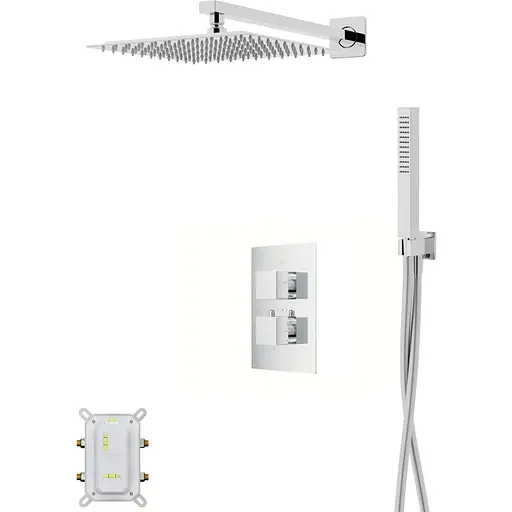 Душова система Corsan Ango 25 хром з термостатом + BOX прихованого монтажу ZA25TCH, Хром - фото 1