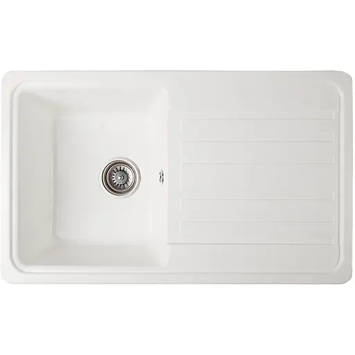 Гранитная кухонная мойка Romzha Regula 76 Biela (102) с крылом - фото 1