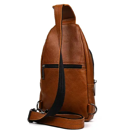 Мужской рюкзак слинг кожаный коньяк TARWA 27х18х5 см sum0028244 - фото 3
