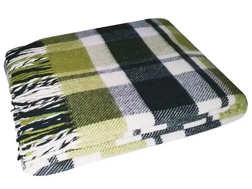 Плед вовняний Vladi Метро 200х220 біло-салат-темно-зелений 1 (202031) - фото 1