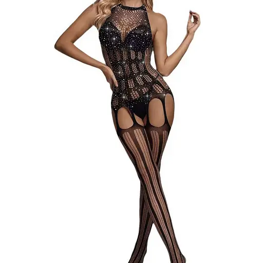 Бодістокінг сексуальний зі стразами - S/M/L - фото 4