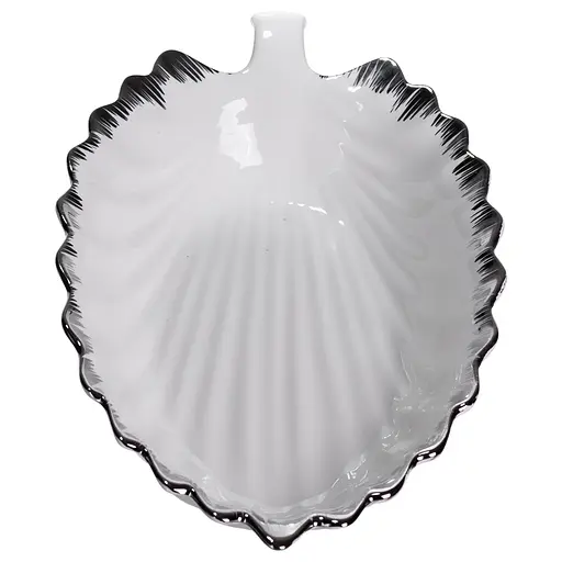 Фарфоровое блюдо для сервировки стола в форме листьев 37×18×5 (см) блюдо для подачи закусок Белый с серебром Yiwu 2552-1S