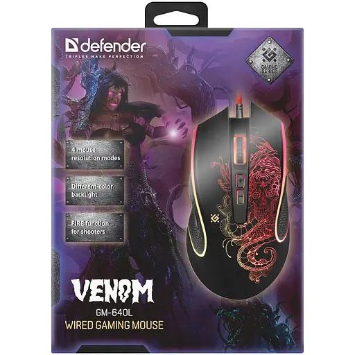 Мишка Defender Venom GM-640L Black (52640) - фото 5