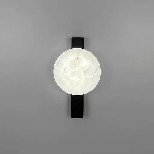 Декоративне бра у чорному корпусі із плафоном під мармур 30х16,5 см Line F Арт. WS011 - фото 4