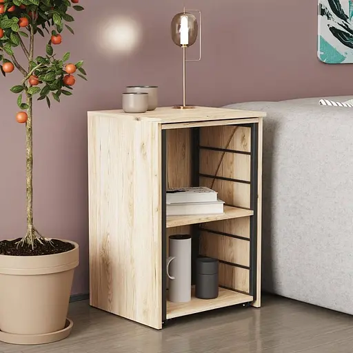 Стол-тумба трансформер Смарт 2/2 Ferrum-decor 750x1450x600 Черный металл ДСП Дуб Сан-Марино 16 мм (FRD-105103)