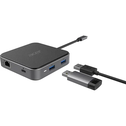 USB-хаб Acer 7-in-1, 8K, HDMI, DP, 2xUSB3.2, USB-C, RJ45, 3.5mm AP (HP.DSCAB.013) - фото 3