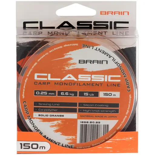 Волосінь Brain Classic Carp Line (solid orange) 150 м 0.25 мм 15 lb 6.6 кг - фото 2