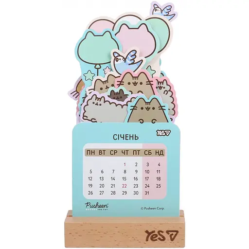 Календар Yes Pusheen настільний формовий на підставці на 2026 рік 10.6х23.5 см (270265)