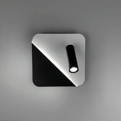 Настенный белый с черным квадратным светильником со спотом Line F Арт. W087 BK+WT - фото 8