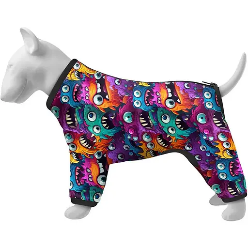 Ветровка для собак Waudog Clothes рисунок Зубастые монстры XS30 В 43-45 см С 27-30 см   - фото 1