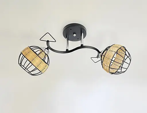 Стельова люстра на 2 плафони 91179A/2 чорний+хром