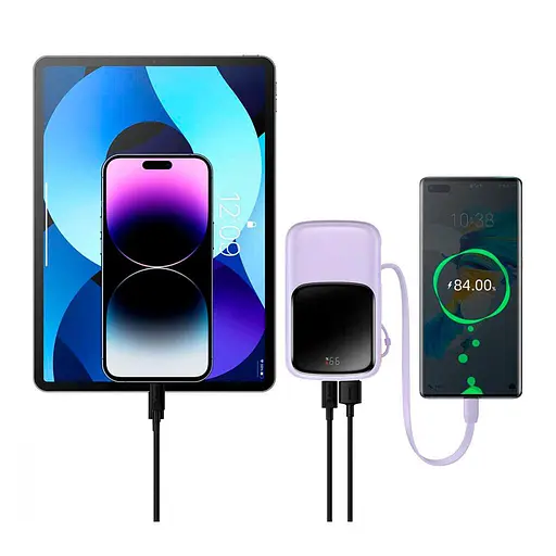 Портативна батарея Baseus Qpow 10000 mAh 15 W Type-C PPQD050005 фіолетова - фото 5