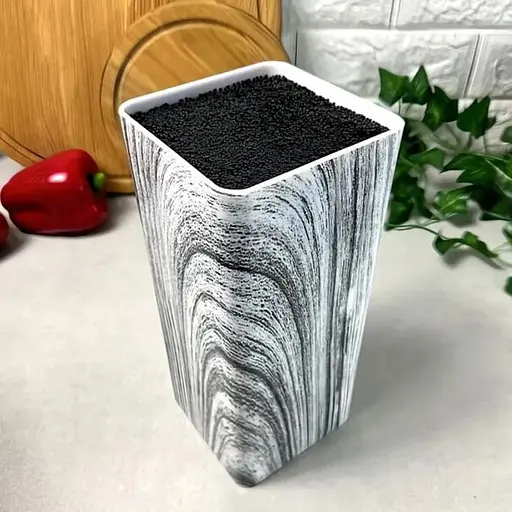 Підставка для ножів Empire Квадрат Н 22 см білий мармур 2438 - фото 2