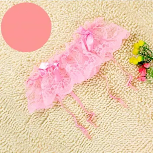 Стрінги з мереживом та поясом для панчіх S/M Рожевий K0740-4 - фото 3