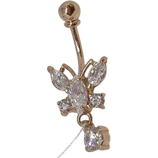 Золотая серьга-пирсинг Вселенная Бабочка с фианитами. 41000801