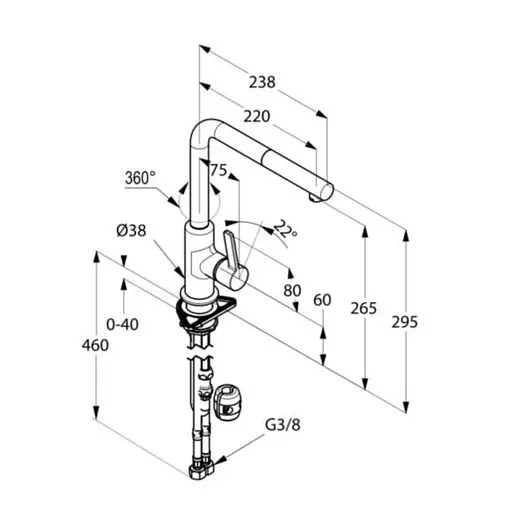 Смеситель для кухни Kludi L-ine S черный мат 408518775 - фото 4