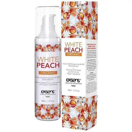Массажное масло Exsens Organic White Peach разогревающее, без сахара, без парабенов, съедобное 50 мл