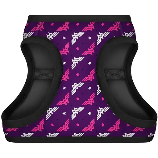 Шлея для собак Waudog Clothes м'яка з QR паспортом, малюнок "Диво-жінка фіолет", XS3 - фото 2