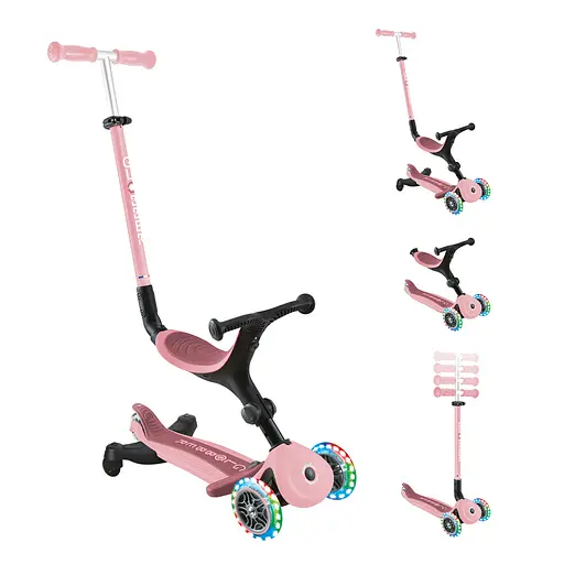 Самокат Globber Go Up Active Lights 360 колеса світяться до 20/50кг від 1 року пастельно-рожевий (749-310) - фото 3