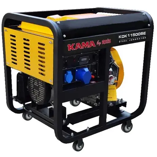 Генератор дизельний KDK11500SE, 1-фазний 230V, 50Hz, 11kVA/8.8kW, бак 12,5 л, витрата 2,4 л/год, пуск: стартер, 770x575x685 мм, 158 кг