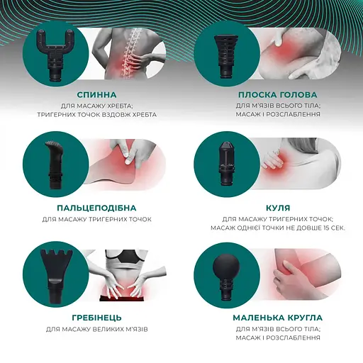 Перкусійний масажний пістолет Booster Lightsaber Mini (6 насадок) - фото 6