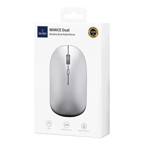 Бездротова миша WIWU WM110 Office Mouse (2 діапазона 2.4G + Bluetooth) срібляста - фото 8