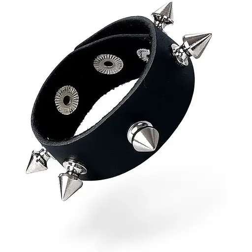 Эрекционное кольцо Art of Sex - James с шипами из натуральной кожи, цвет Черный