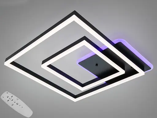Стельова LED люстра чорна 84W димер пульт - фото 1