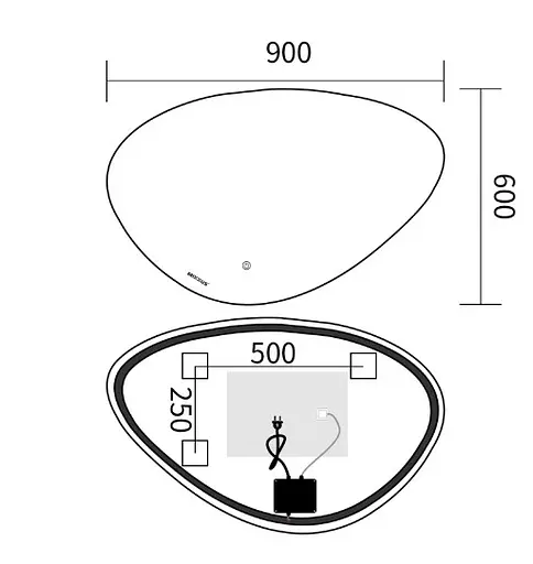 Дзеркало Mixxus Premium DIVERSE MA01-90x60-REVERSE (LED Touch, Anti-fog (3-6,5kK)) (MP6633) - фото 5