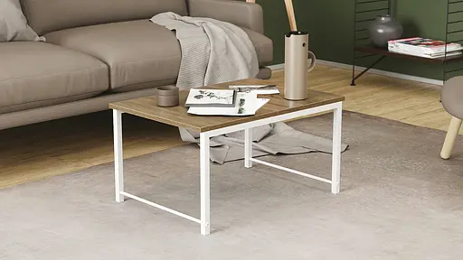 Стол журнальный приставной Терри Комбо Ferrum-decor 345x662x440 Белый металл ДСП Дуб Сонома Трюфель 16 мм (FRD-105147) - фото 3