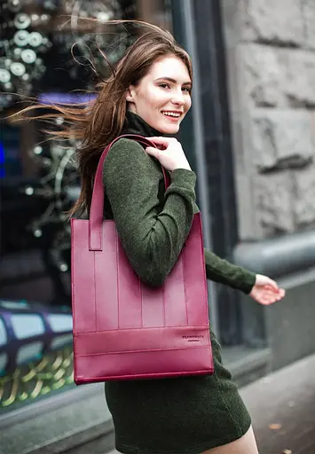 Шкіряна жіноча сумка шоппер Бетсі бордова Crazy Horse - фото 7