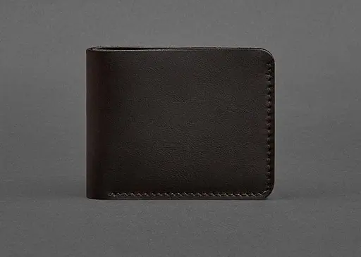 Кожаное портмоне 4.4 (с зажимом) темно-коричневое краст - фото 1