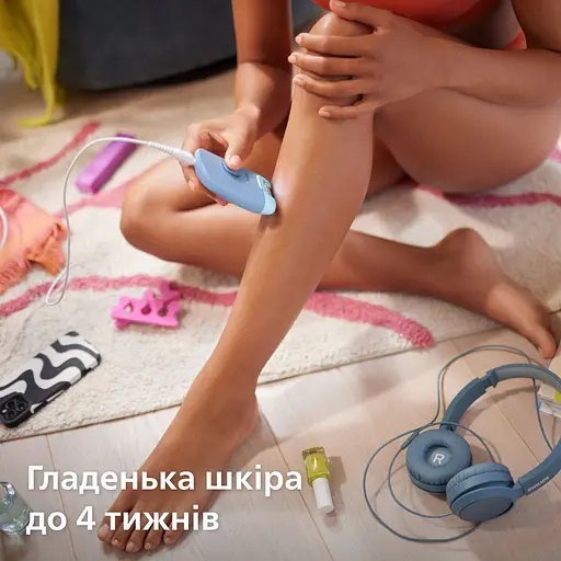 Эпилятор Philips Series 2000 дисковый от сети сухой с подсветкой 2 насадки голубой (BRE247/00) - фото 7