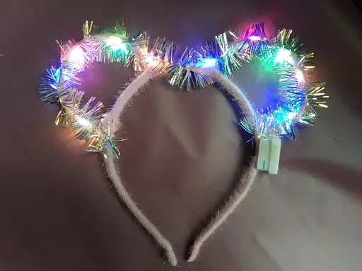 Аксесуар для волосся обруч з вушками-дощиком, світло 3 режими, на батарейках (В асортименті) - фото 2