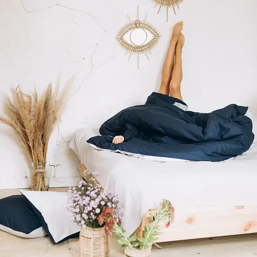 Комплект постельного белья сатин 100% хлопок темно-синий Sea Breeze - двуспальный - фото 5