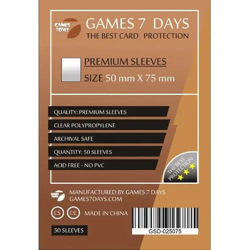 Аксесуар Games 7 Days Протектори для карт Games7Days 50 х 75 мм Standard USA, 100 шт. PREMIUM (GSD-025075)