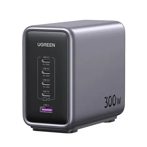 Зарядное устройство для Ugreen CD333 Nex 1U + 4C 300 W GaN адаптер питания серый - фото 1