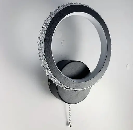 Світлодіодне бра у чорному кольорі корпусу з вимикачем на корпусі Line F Арт. 77072-1S BK - фото 4