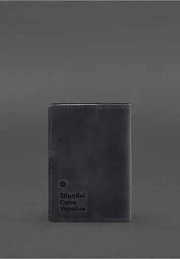 Кожаный переплет для военного билета офицера запаса 8.2 темно-синий Crazy Horse - фото 6