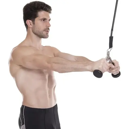 Ручка для тяги York Fitness V-подібна на трицепс з гумовими рукоятками, хром - фото 6