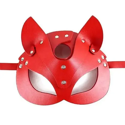 Маска кішки з екошкіри для рольових ігор One Size червона - фото 1