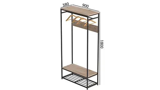 Вішалка модульна підлогова Треліс 15 180x90x38 чорний ДСП Дуб Сан-Марино 16мм FRD-104362 - фото 3