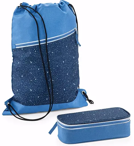 Школьный набор из рюкзака, пенала и сумки для обуви синий LS sum0028851 - фото 3