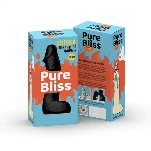 Свічка у вигляді члена Pure Bliss Mini Black 15 см - фото 7