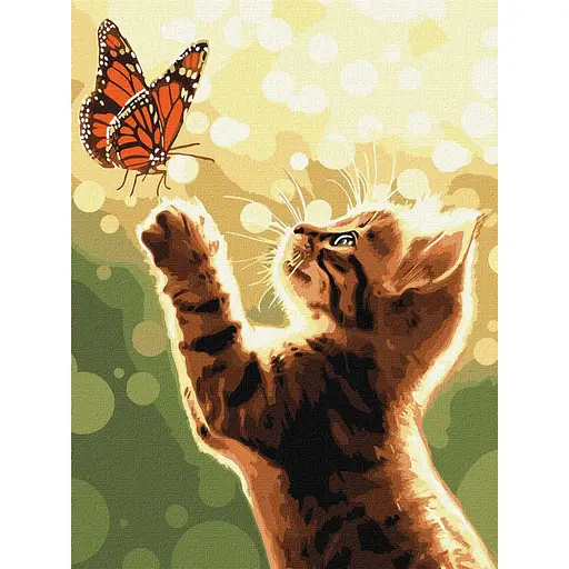 Картина за номерами "Кіт і метелик" ©art_selena_ua Ідейка KHO6615, 30х40 см - фото 1